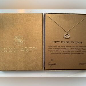 Dogeared New Beginnings Lotus Flower. 18” length. Gold.